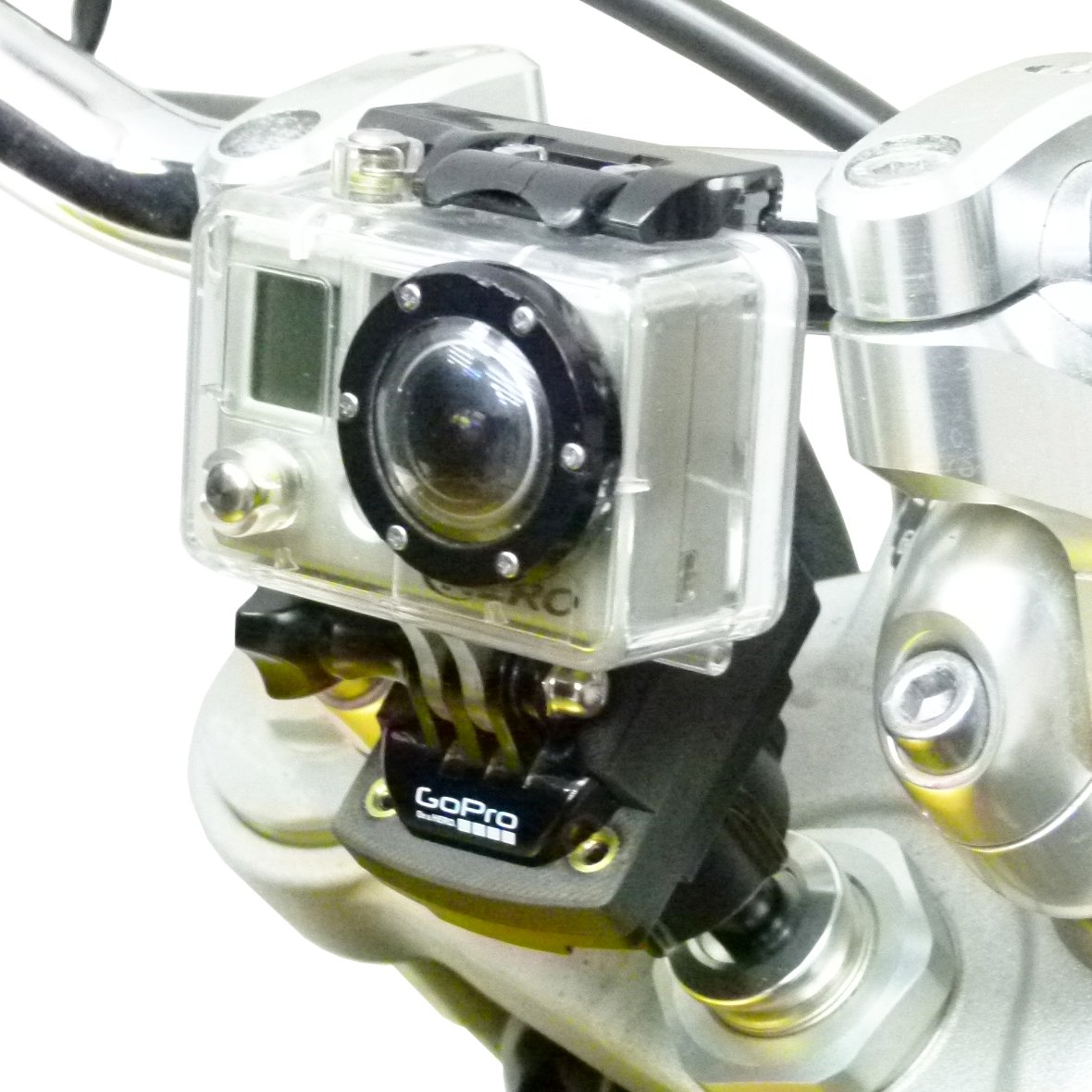 13.3-14.7mm Motorcycle Fork Stem Mount &amp; GoPro Camera Plate adapter (sku 50189) - BuyBits Ltd UK