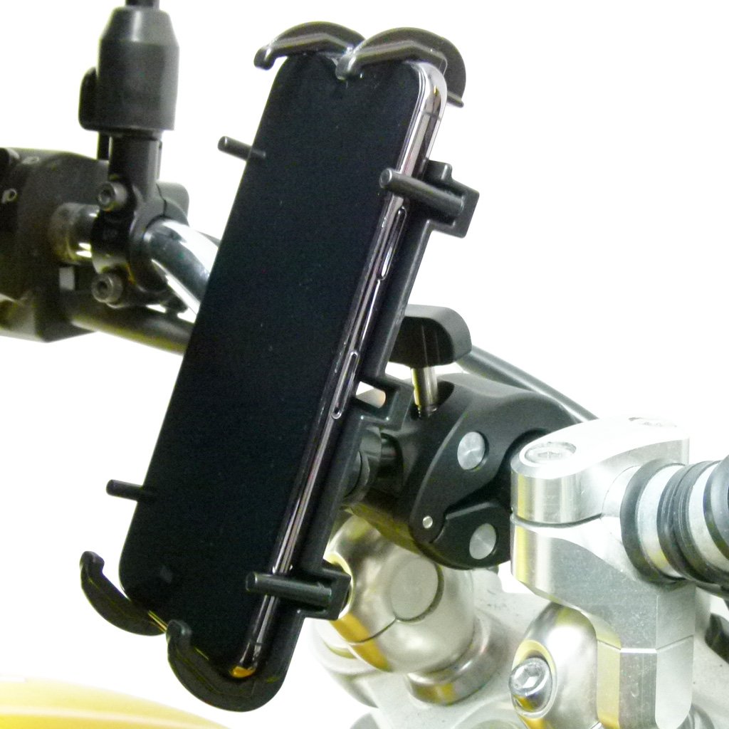 Motorcycle Small Clamp Mount &amp; Quick Grip XL Holder for iPhone XR (sku 52597) - BuyBits Ltd UK