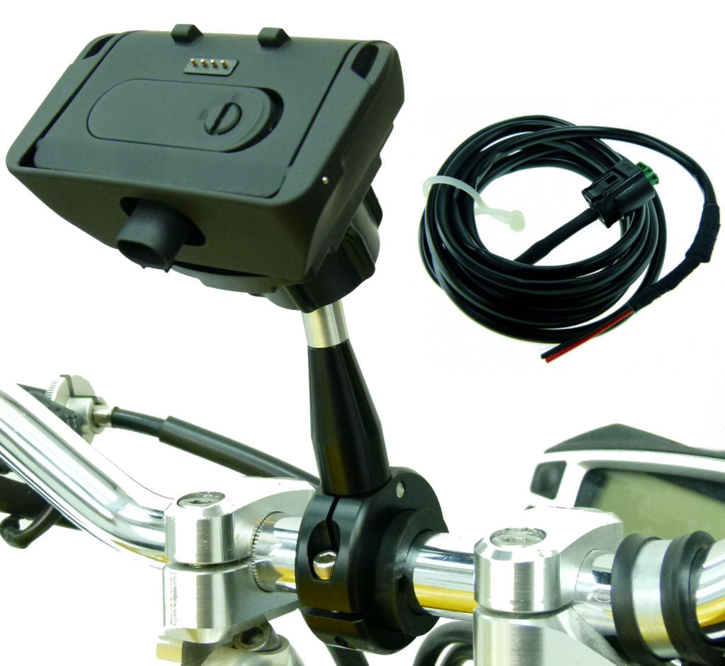 9cm Extended Bike Mororcycle Handlebar Mount, Powered Dock &amp; Charger for TomTom Rider PRO (sku 34342)