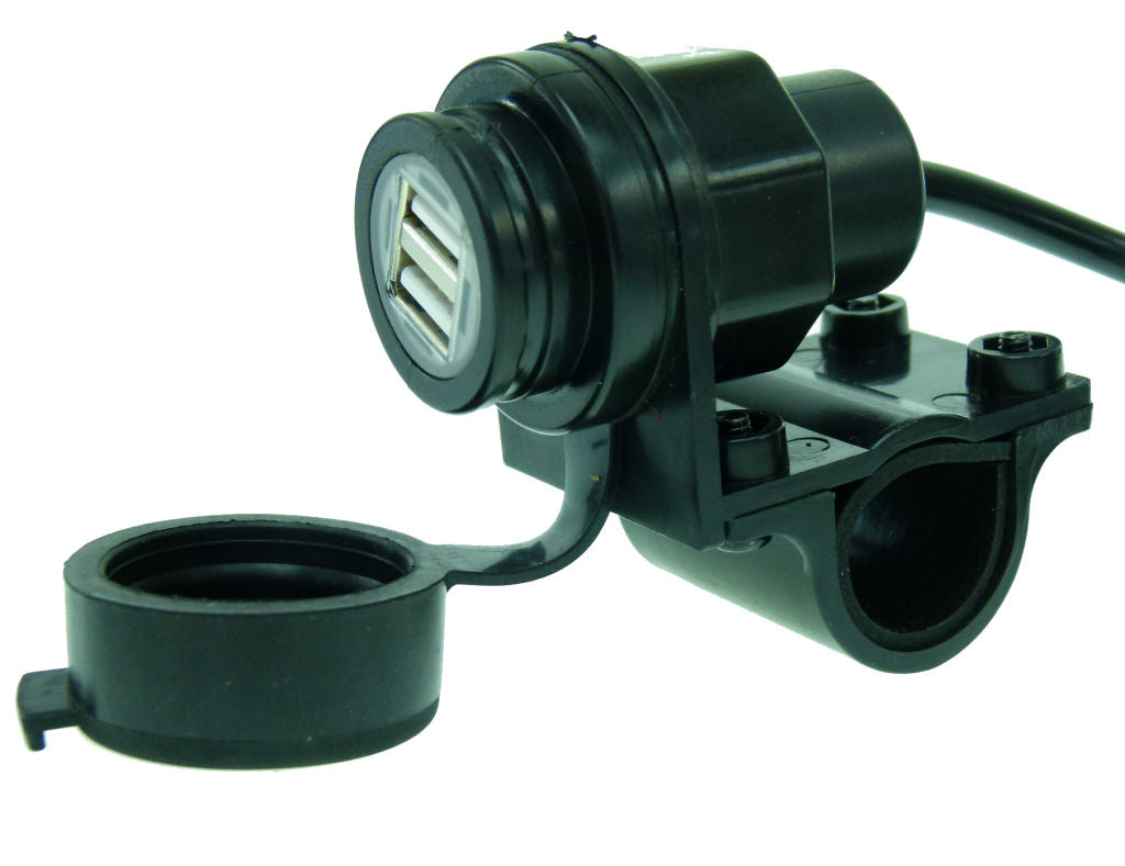 Weatherproof Fused Double USB Motorcycle Hardwire for GPS &amp; Phones (sku 19748)