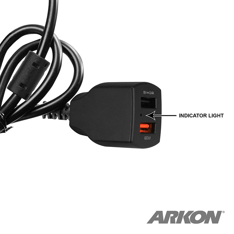 30W 2-Port Quick Charge 3.0 and USB-A Car Fixed Install Charger (sku 57104)