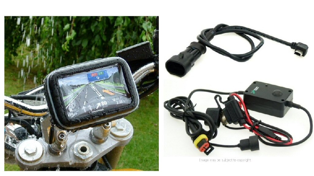 5inch SatNav Motorcycle M8 Powered Handlebar Mount - angled mini USB (sku 14064)