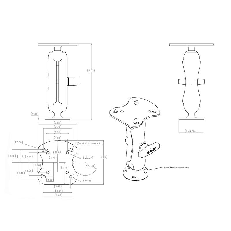 RAM Fishfinder Mount for Humminbird Devices (RAM-107U) (sku 54465) - BuyBits Ltd UK