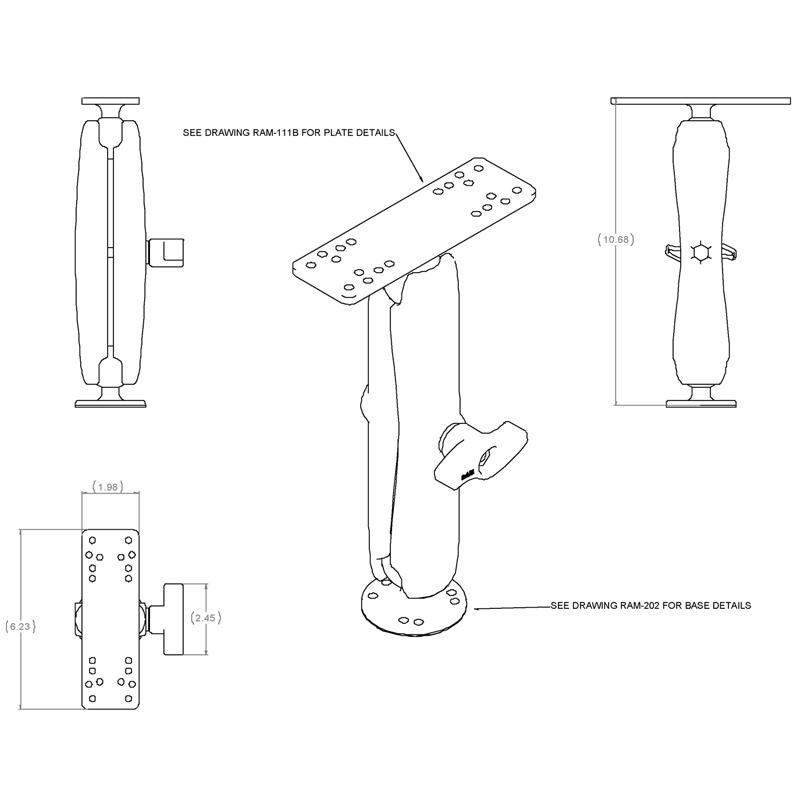 RAM Universal Marine Electronic Mount (RAM-101-RM1U) (sku 54462) - BuyBits Ltd UK