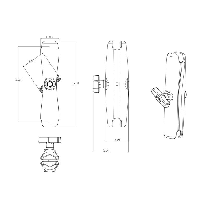 RAM Double Socket Arm (RAM-201U-D) (sku 53863) - BuyBits Ltd UK