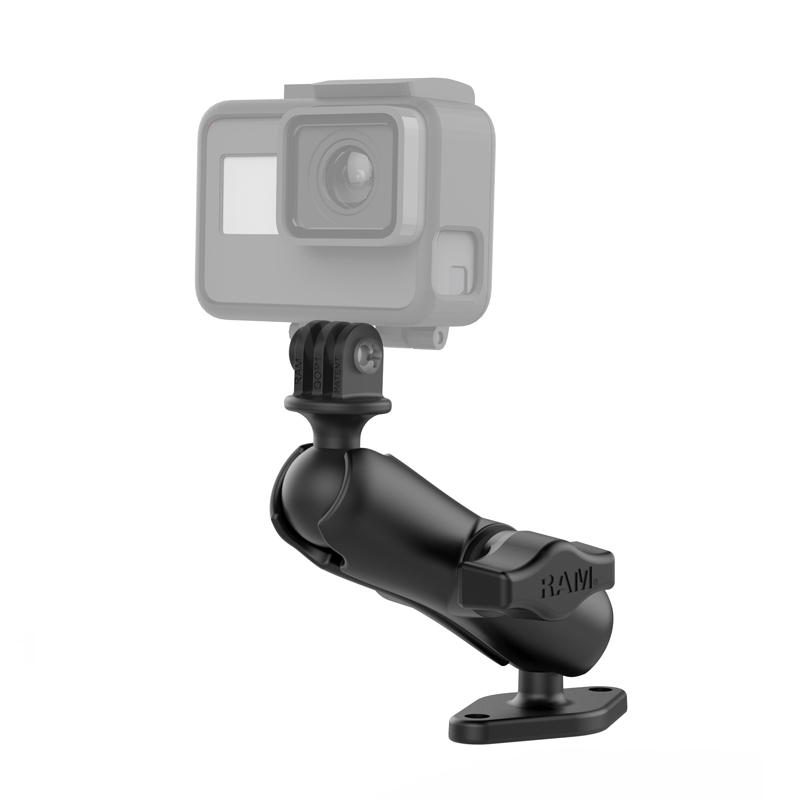 RAM Double Ball Diamond Plate Mount with Action Camera Adapter (RAM-B-102-GOP1U) (sku 51137) - BuyBits Ltd UK