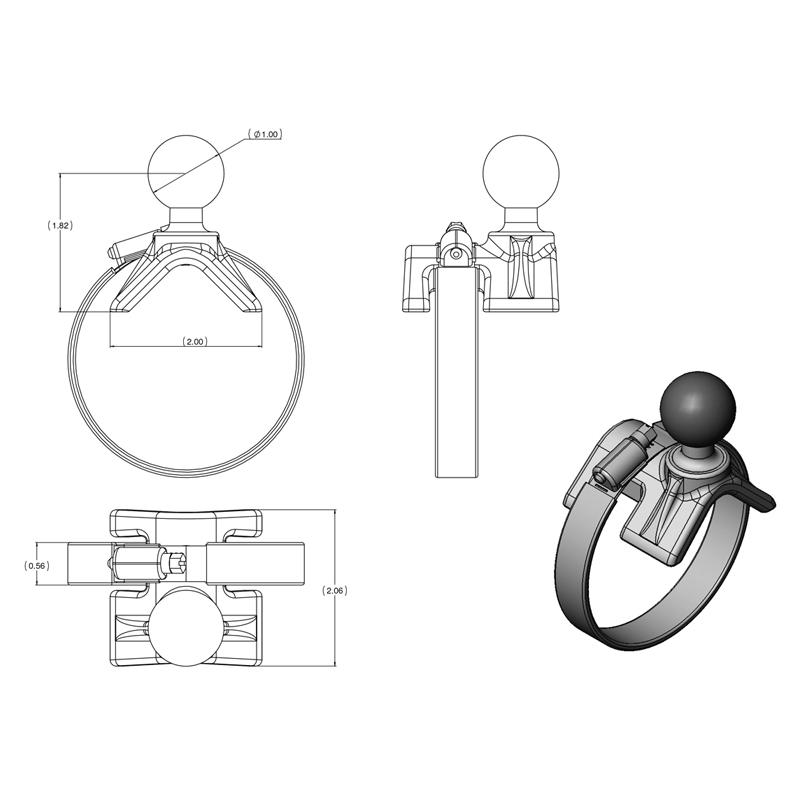 RAM Strap Hole Clamp Mount for Garmin 695 &amp; 696 (RAM-B-108-GA38U) (sku 54193) - BuyBits Ltd UK