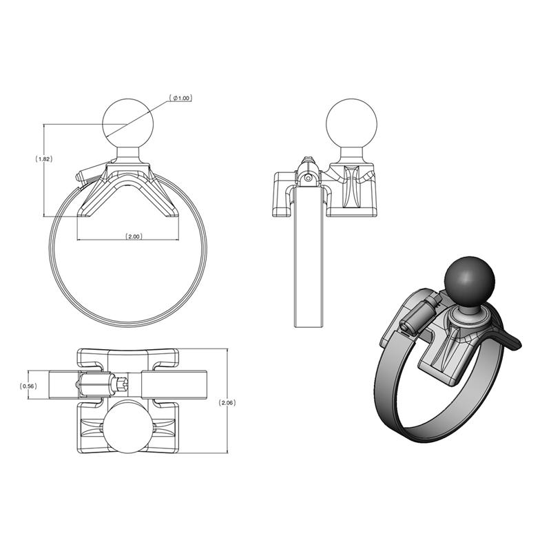 RAM Strap Clamp Mount with Universal Action Camera Adapter (RAM-B-108-GOP1U) (sku 51146) - BuyBits Ltd UK
