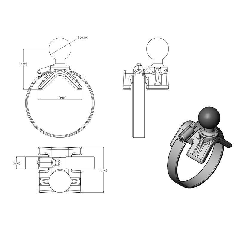 RAM Tab-Tite Mount with Strap Hose Clamp for iPad with Case + More (RAM-B-108-TAB8U) (sku 51089) - BuyBits Ltd UK