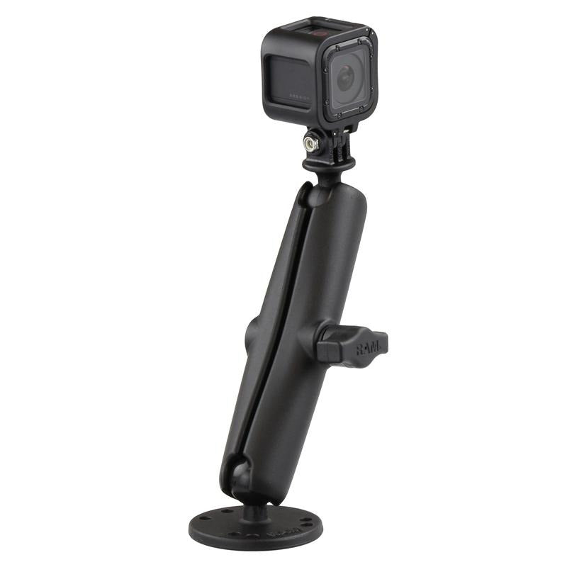 RAM Drill-Down Mount with Double Socket Arm with Action Camera Adapter (RAM-B-138-C-GOP1) (sku 51148) - BuyBits Ltd UK