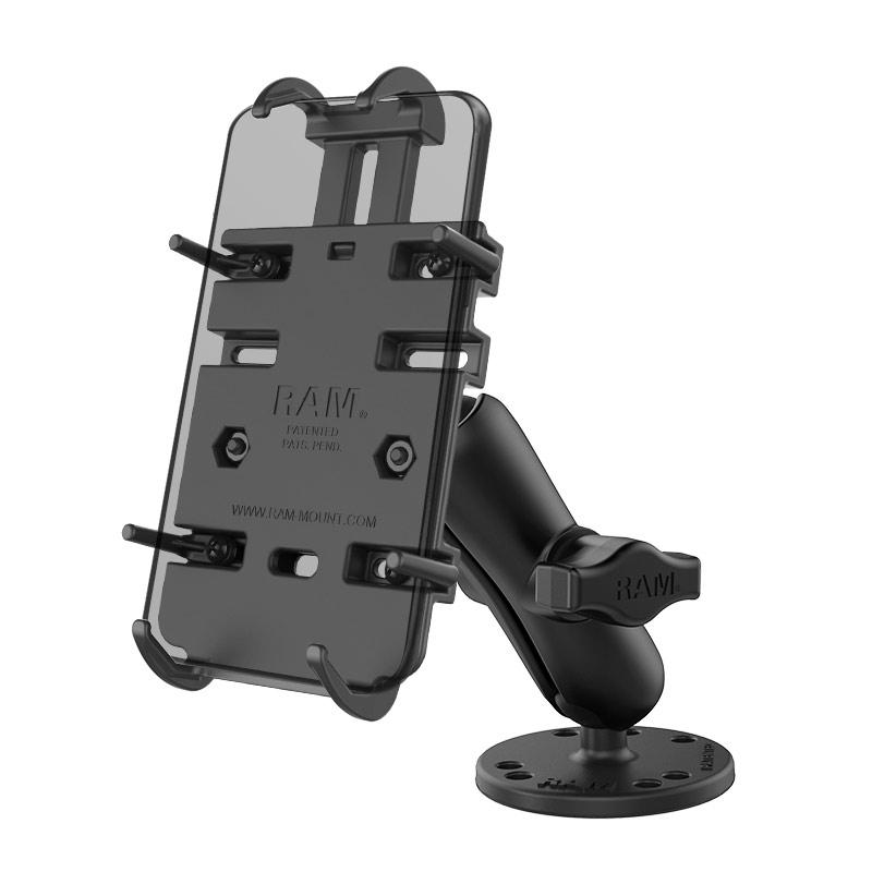 RAM Quick-Grip Spring-Loaded Phone Mount with Drill-Down Base for Forklift and Heavy Machinery fits Mobile Phones (sku 50970) - BuyBits Ltd UK