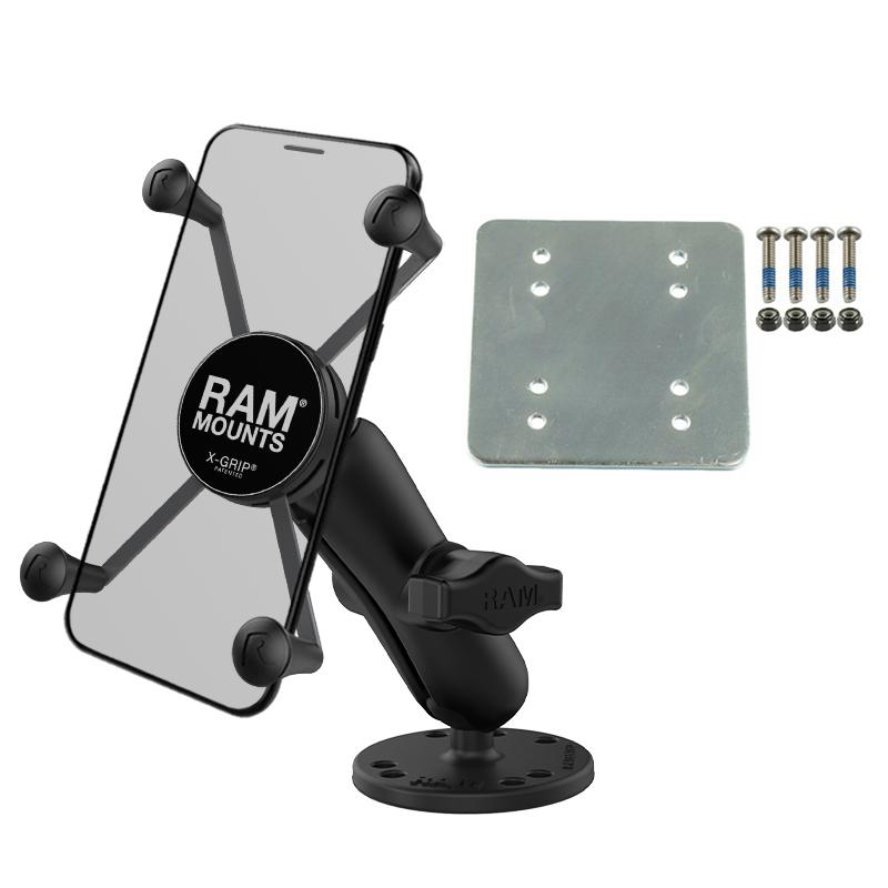 RAM X-Grip Phone Fleet Mount with Drill-Down Base &amp; Backer Plate for Forklift and Heavy Machinery fits Apple iPhone (sku 50962) - BuyBits Ltd UK