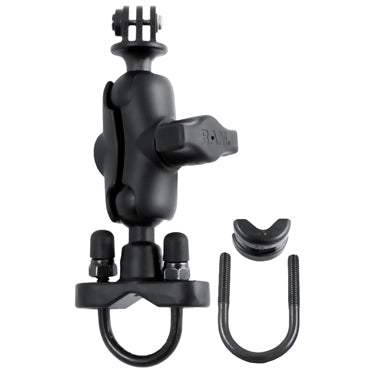 Handlebar U-Bolt 1inch Ball Mount with Short Double Arm for TomTom Bandit GoPro adapter (sku 31996)