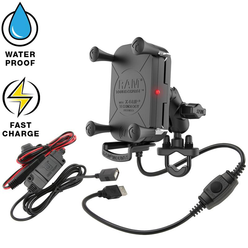 RAM Tough-Charge Waterproof Wireless Charging Motorcycle Mount (RAM-B-149Z-A-UN12W-V7M) (sku 53851) - BuyBits Ltd UK