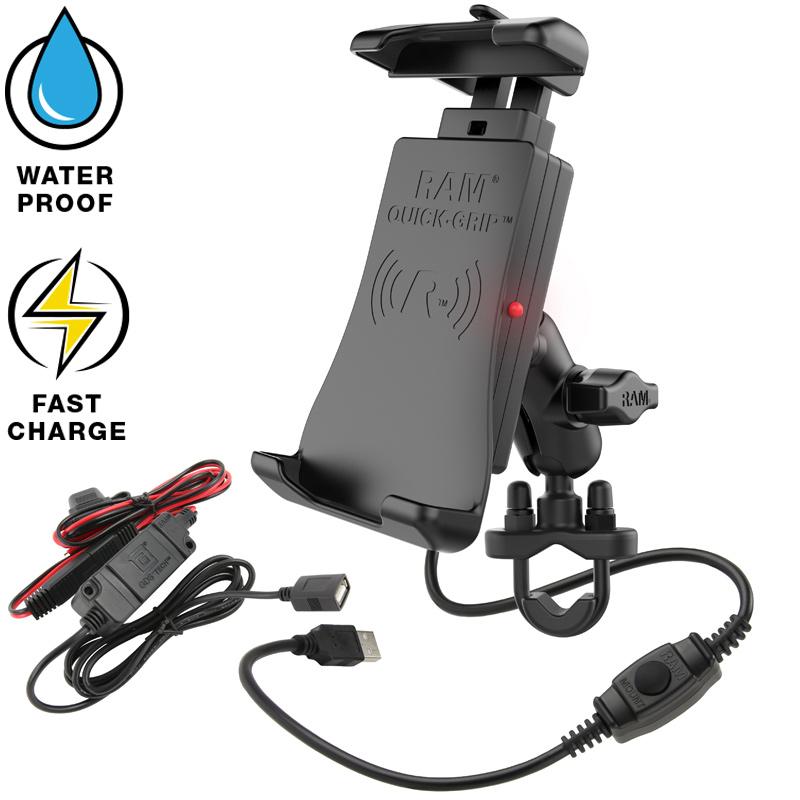 RAM Quick-Grip Waterproof Wireless Charging Handlebar Mount (RAM-B-149Z-A-UN14W-V7M) (sku 54092) - BuyBits Ltd UK