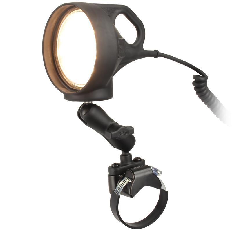 RAM ATV-UTV Rail Mount with LED Spotlight (RAM-B-152-231Z-2) (sku 54081) - BuyBits Ltd UK
