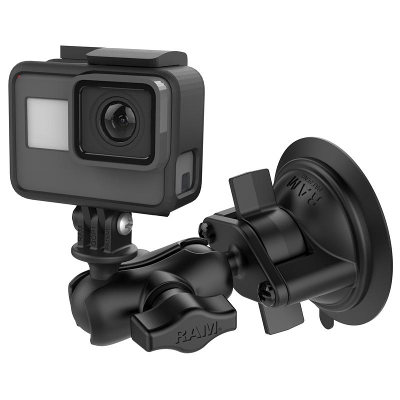 RAM Twist-Lock Suction Cup Mount with Universal Action Camera Adapter (RAM-B-166-A-GOP1U) (sku 51128) - BuyBits Ltd UK