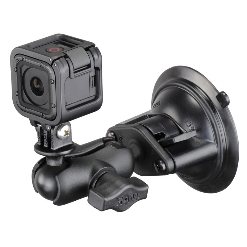RAM Twist-Lock Suction Cup Mount with Universal Action Camera Adapter (RAM-B-166-A-GOP1U) (sku 51128) - BuyBits Ltd UK