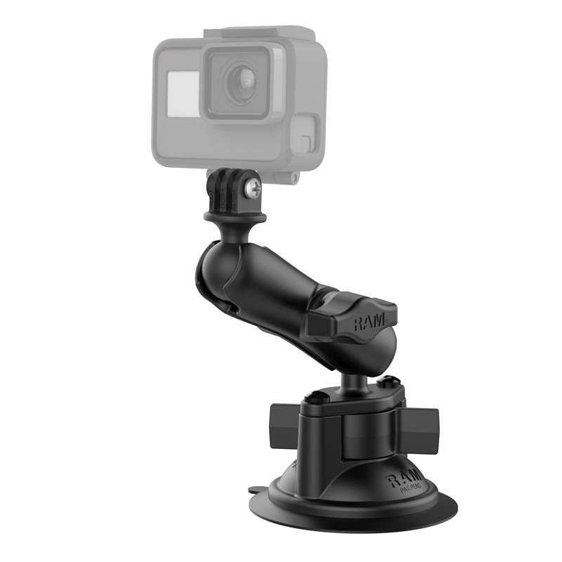 RAM Twist-Lock Suction Cup Mount with Universal Action Camera Adapter (RAM-B-166-GOP1U) (sku 51139) - BuyBits Ltd UK