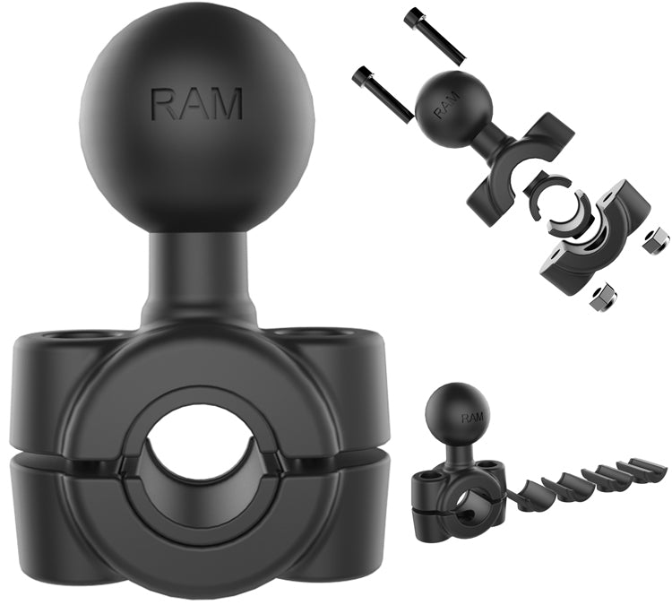 RAM-B-408-37-62 Handlebar and Rail Base 1" Ball 0.375" to 0.625" Diameter (sku 35408)