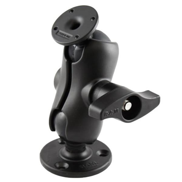 RAM 'D' SIZE 2.25" BALL MOUNT WITH 3.68" ROUND BASE, SHORT ARM (JAM NUT) &amp; 2.4375" ROUND BASE (sku 50905) - BuyBits Ltd UK