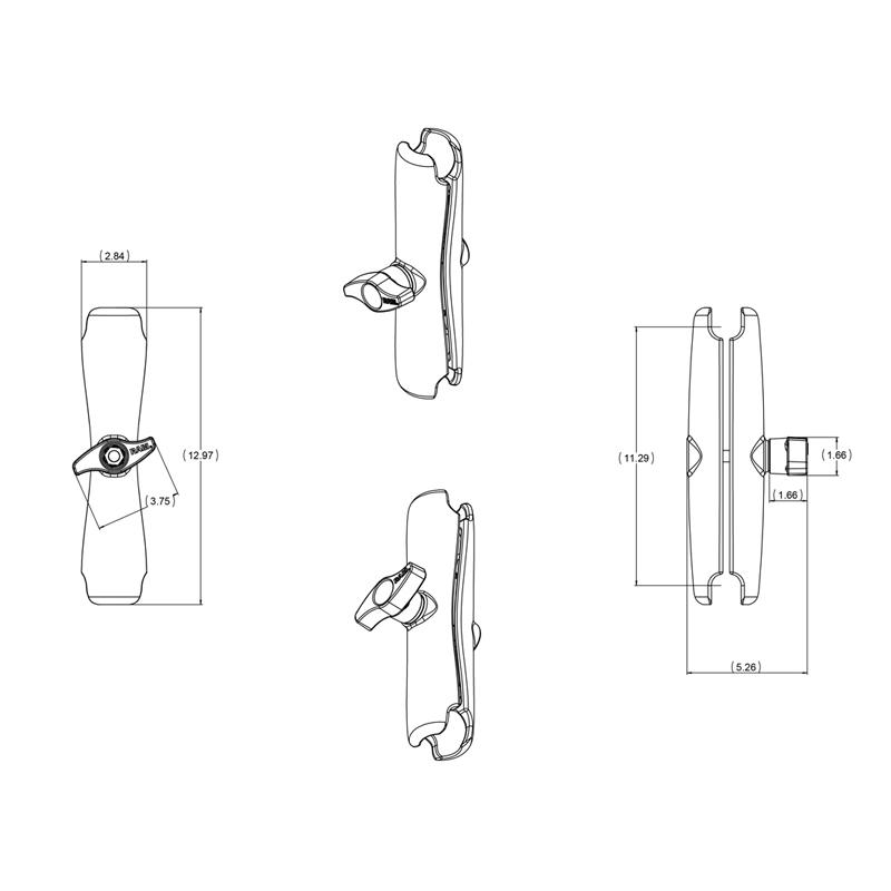 RAM D Size Long Double Socket Arm (RAM-D-201U) (sku 55165) - BuyBits Ltd UK