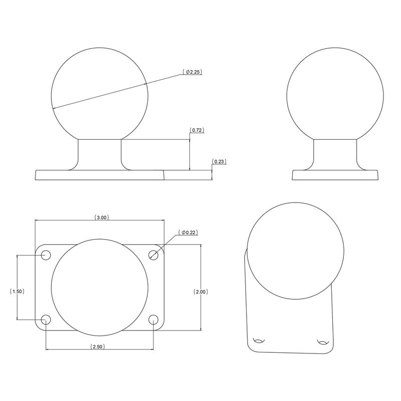 RAM Ball Base with 1.5" x 2.5" 4-Hole Pattern (RAM-D-202U-23) (sku 55135) - BuyBits Ltd UK
