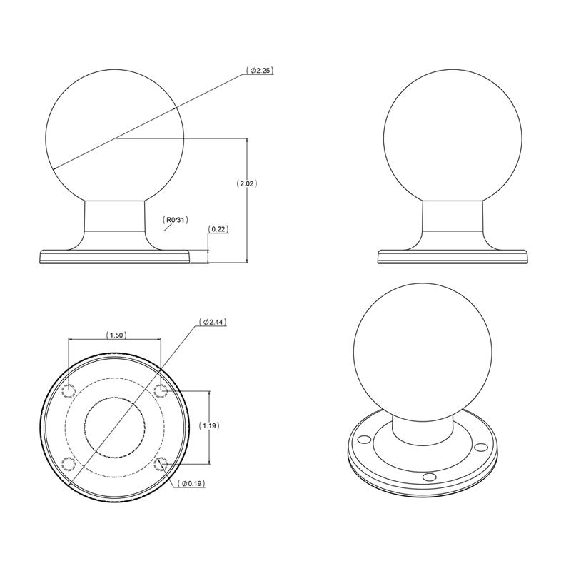 RAM Round AMPS Plate with Ball (RAM-D-254U) (sku 55134) - BuyBits Ltd UK