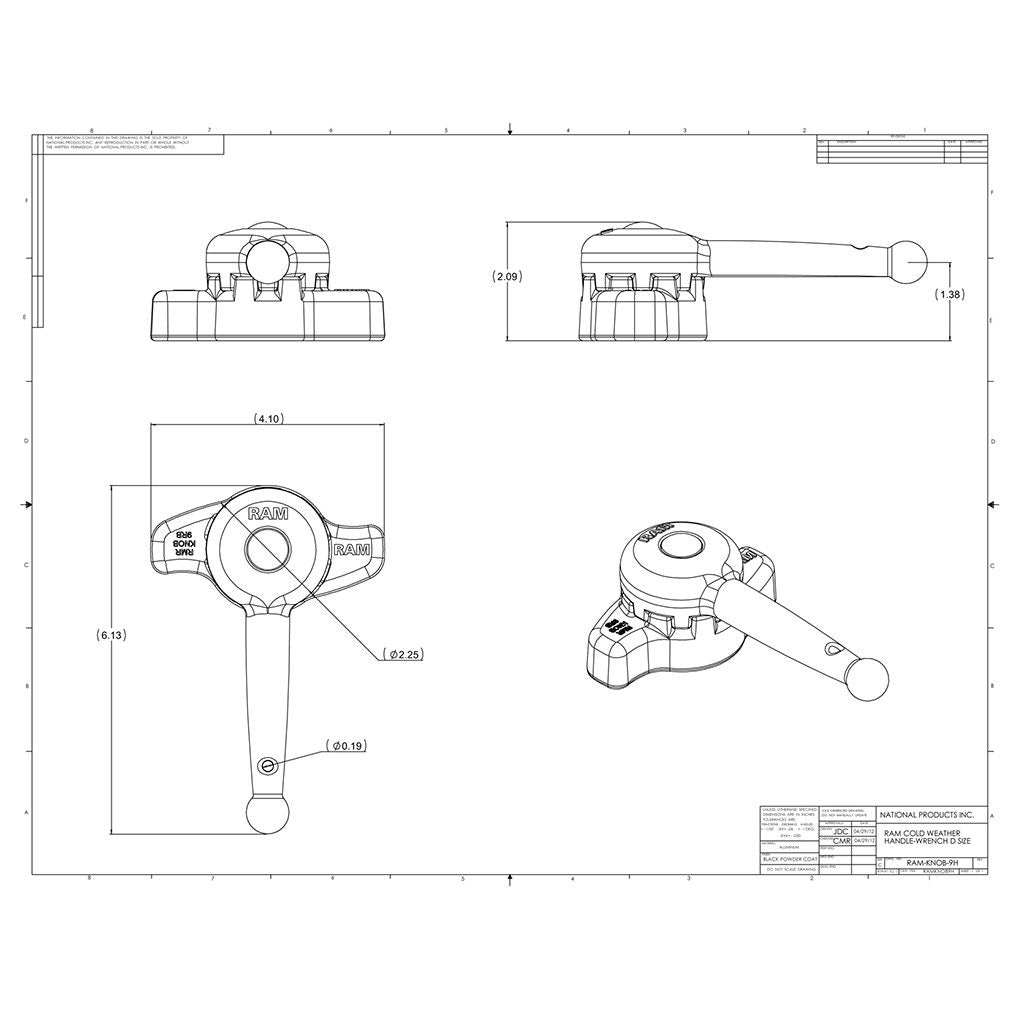 RAM Hi-Torq Wrench for D Size Socket Arms (RAM-KNOB9HU) (sku 54816) - BuyBits Ltd UK