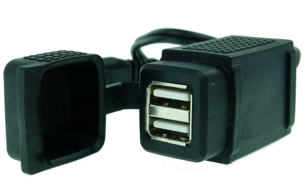 12" SAE Weatherproof Double USB Motorcycle Charging Socket (sku 16430) - BuyBits Ltd UK