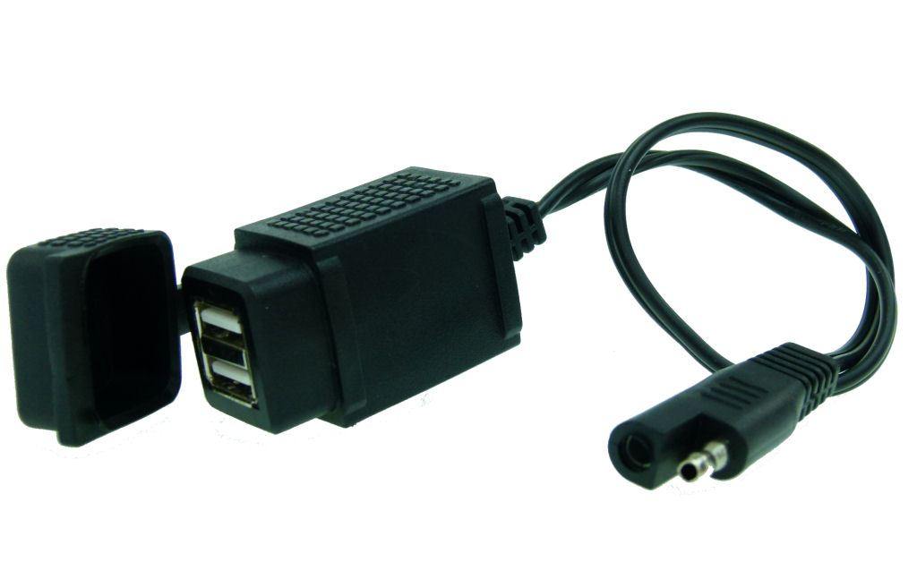 12" SAE Weatherproof Double USB Motorcycle Charging Socket (sku 16430) - BuyBits Ltd UK