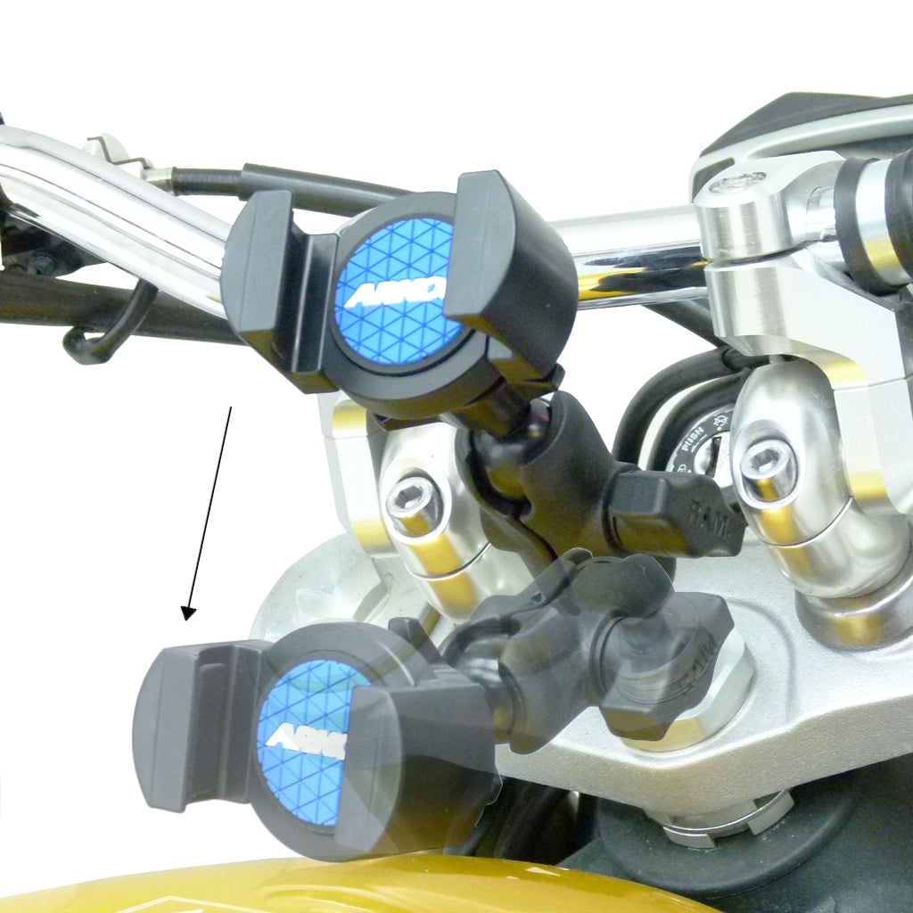 20.5mm - 24.5mm Motorcycle Fork Stem Yoke Mount with RoadVise Smartphone Mobile Phone Holder (sku 31723)