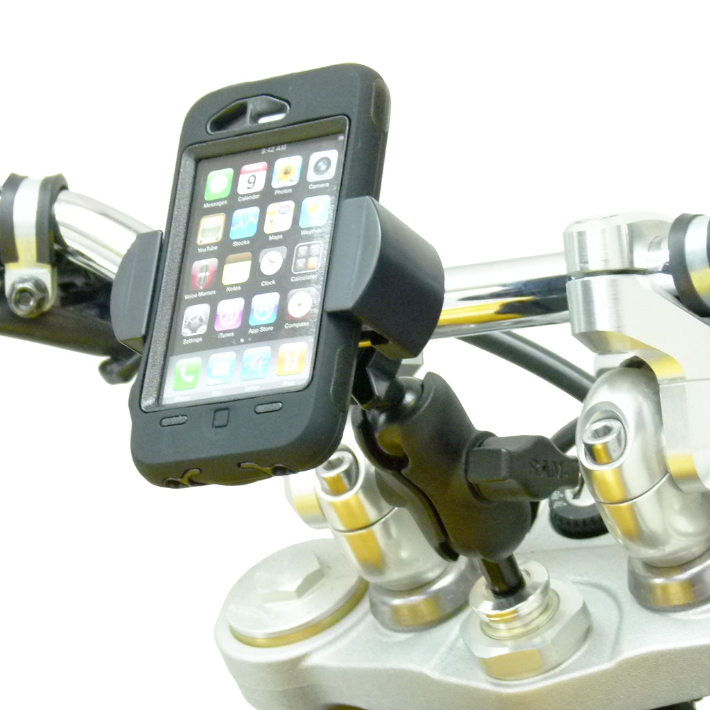 13.3-14.7mm Motorcycle Fork Stem Yoke Mount with RoadVise Smartphone Mobile Phone Holder (sku 31718)