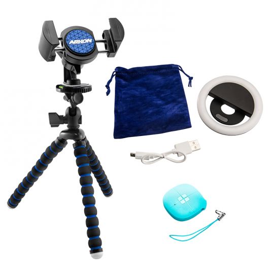 Arkon&amp;apos;s SBZ01 Sue B Zimmerman 3-in-1 Mount Bundle with Phone Tripod, Selfie Ring Light, and Sonic Shutter (sku 41255)