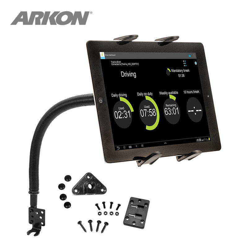 Arkon TAB088G17 Seat Rail or Floor Tablet Mount with 15" Gooseneck for iPad Pro iPad Air 2 iPad 4 3 2 Galaxy Note 10 (sku 41105)