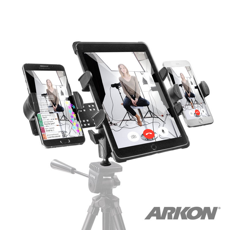 Arkon TWBTRI02 TW Broadcaster TriStreamer Tripod Adapter for Tablet and Dual Phone Live Streaming Video (sku 41268)